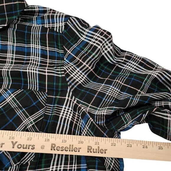 Torrid Top 1X Black Plaid‎ Lizzie Rayon Twill Button-Up Long Sleeve Shirt NWT - Picture 11 of 13